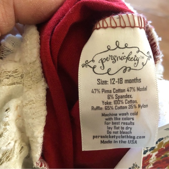 NWT Persnickety Red and Cream Ruffle Top - Picture 3 of 6